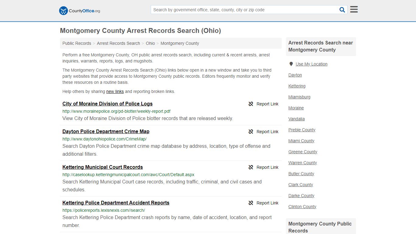 Montgomery County Arrest Records Search (Ohio) - County Office